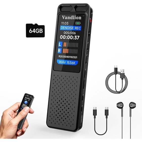15 Best High-End Field Audio Recorders for On-Location Interviews 12 64GB Voice Recorder with HD Audio & Noise Reduction