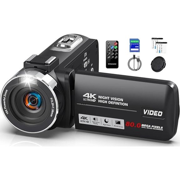 4K HD Vlogging Camcorder with Night Vision and Accessories