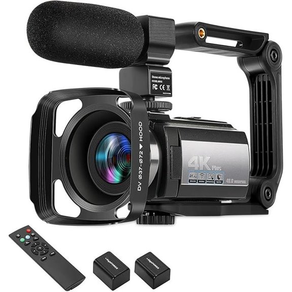 4K 60FPS Camcorder with Microphone and Stabilizer