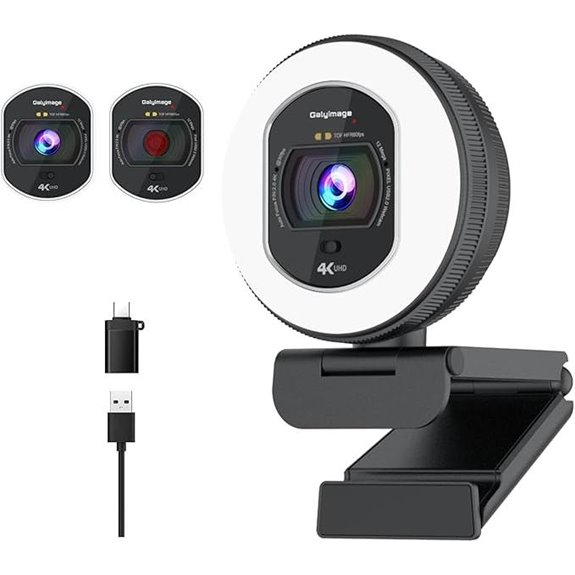 4K Webcam with Ring Light and Microphone