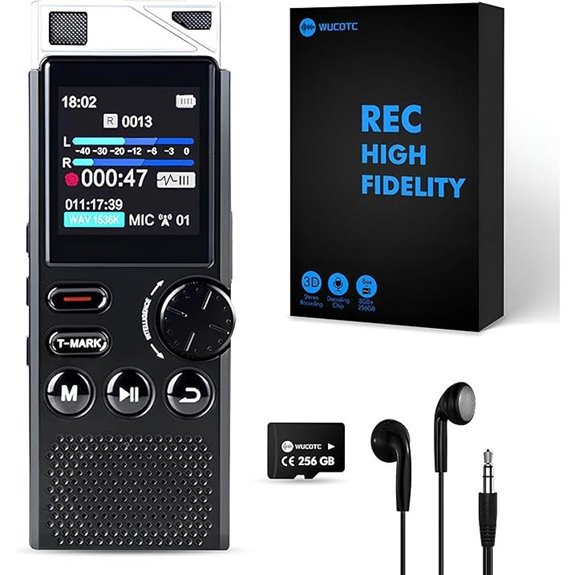 WUCOTC 264GB Voice Recorder with Playback & Security