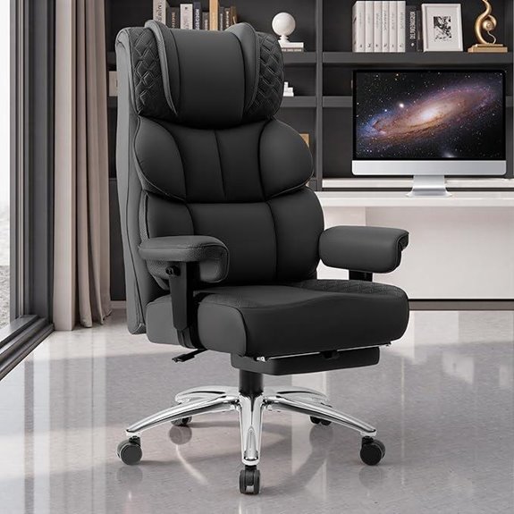 Big & Tall Leather Office Desk Chair with Footrest