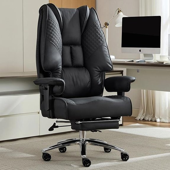 Big and Tall Leather Office Chair with Foot Rest