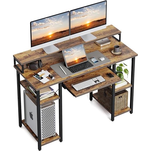 CubiCubi 47-Inch Office Desk with Monitor Stand