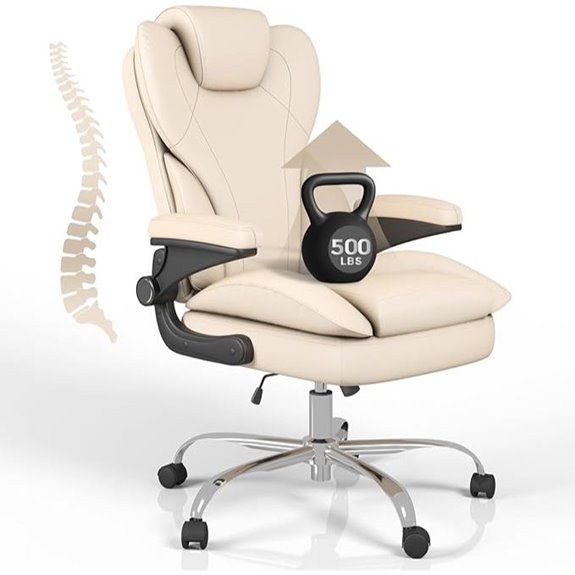 Executive Leather Office Chair with Flip-up Arms