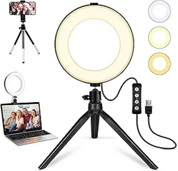 2-in-1 LED Ring Light with Tripod and Clamp