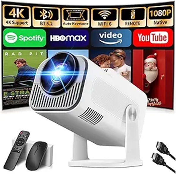 Upgraded Mini 4K WiFi Bluetooth Portable Projector