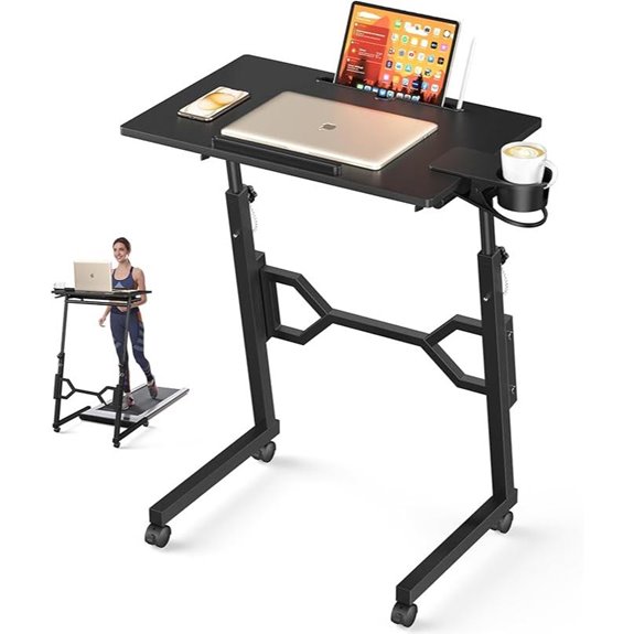 Portable Standing Desk with Wheels and Adjustable Height
