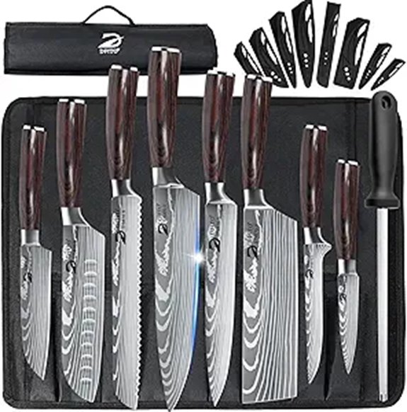 15 Best Chef Knives for Professionals in 2026 3 Dfito 9-Piece Chef Knife Set with Roll Bag