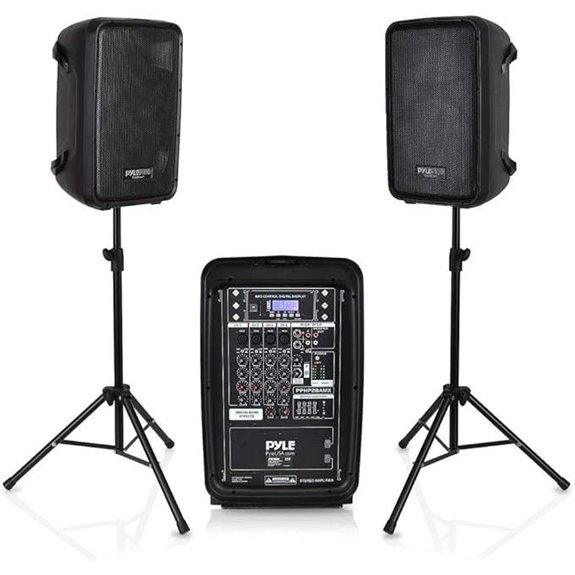Pyle PA Speaker DJ Mixer Bundle with Microphone