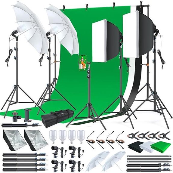 15 Best Green Screens for YouTube Studios in 2026 4 LINCO Photo Video Studio Light Kit with Backdrops