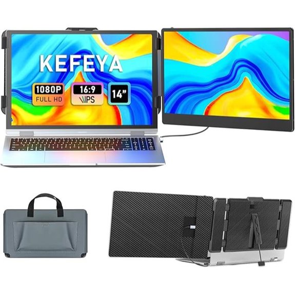 15 Best Dual-Screen Portable Monitors for Remote Work in 2026 4 KEFEYA 14 FHD Portable Laptop Monitor Extender
