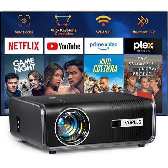 VOPLLS 4K WiFi Bluetooth Portable Outdoor Projector