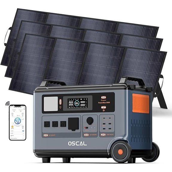 OSCAL PowerMax 6000 Solar Generator with 3 Panels