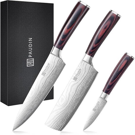 15 Best Knives for Professional Chefs in 2026 That Cut Like Butter 7 PAUDIN 3-Piece High Carbon Stainless Steel Knife Set