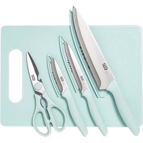 Tasty 5-Piece Stainless Steel Knife & Cutting Board Set