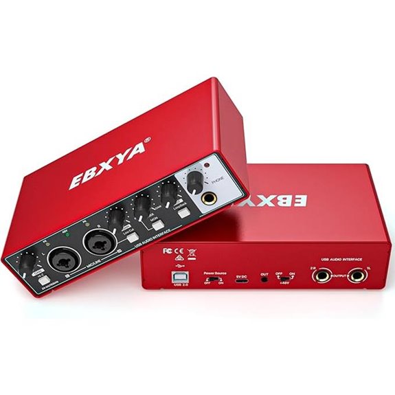 EBXYA 2x2 Audio Interface for Recording (Red)