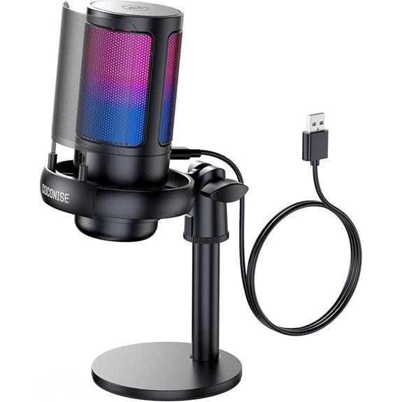 Gaming USB Microphone with Mute Pop Filter & RGB Lights