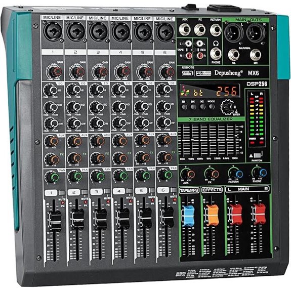 Depusheng MX6 6-Channel Audio Mixer with USB