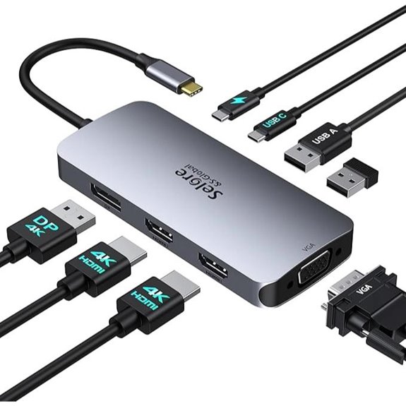 USB-C Docking Station with 3 Monitors and Ports