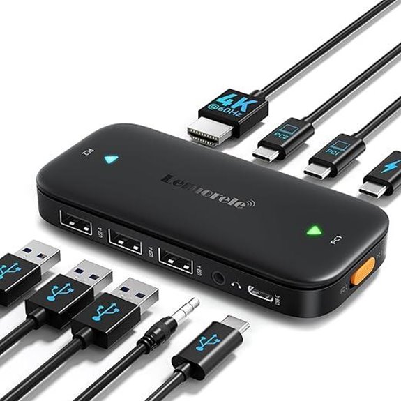 Lemorele USB C KVM Switch with 4K HDMI and Charging