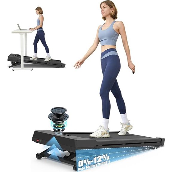 Walking Pad Treadmill with Incline and Bluetooth Speaker