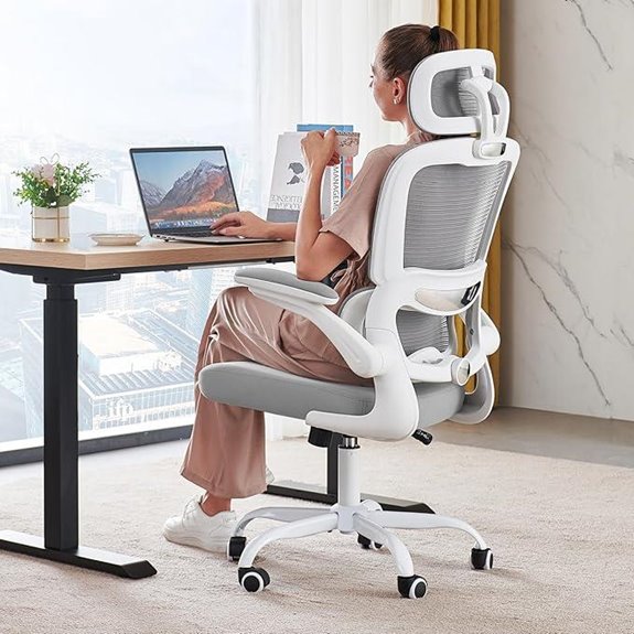Ergonomic Mesh Office Chair with Wheels White