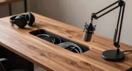comfortable organized podcast desks