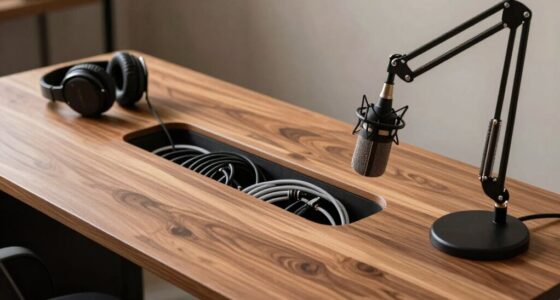 comfortable organized podcast desks