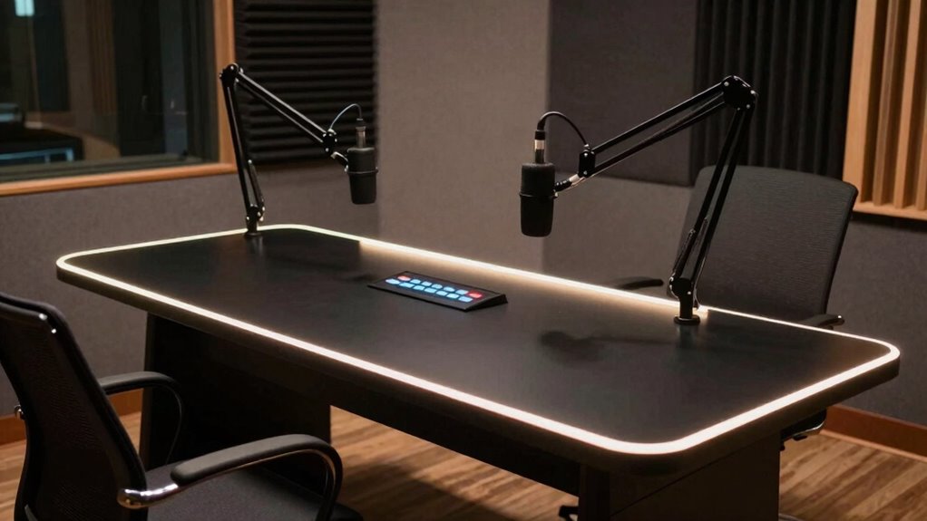 ergonomic organized podcast workspace