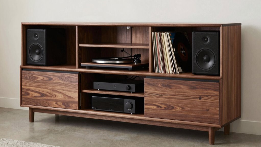 The Studio Shelving and Media Cabinet Pairing That Organizes Tech Better 2 integrated sound light organization