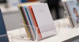 organized booth brochure display