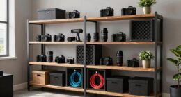 organized creator studio shelves