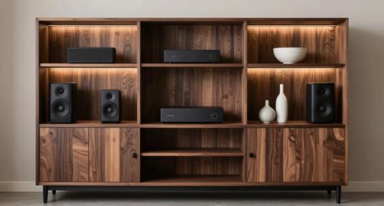 studio shelving with media